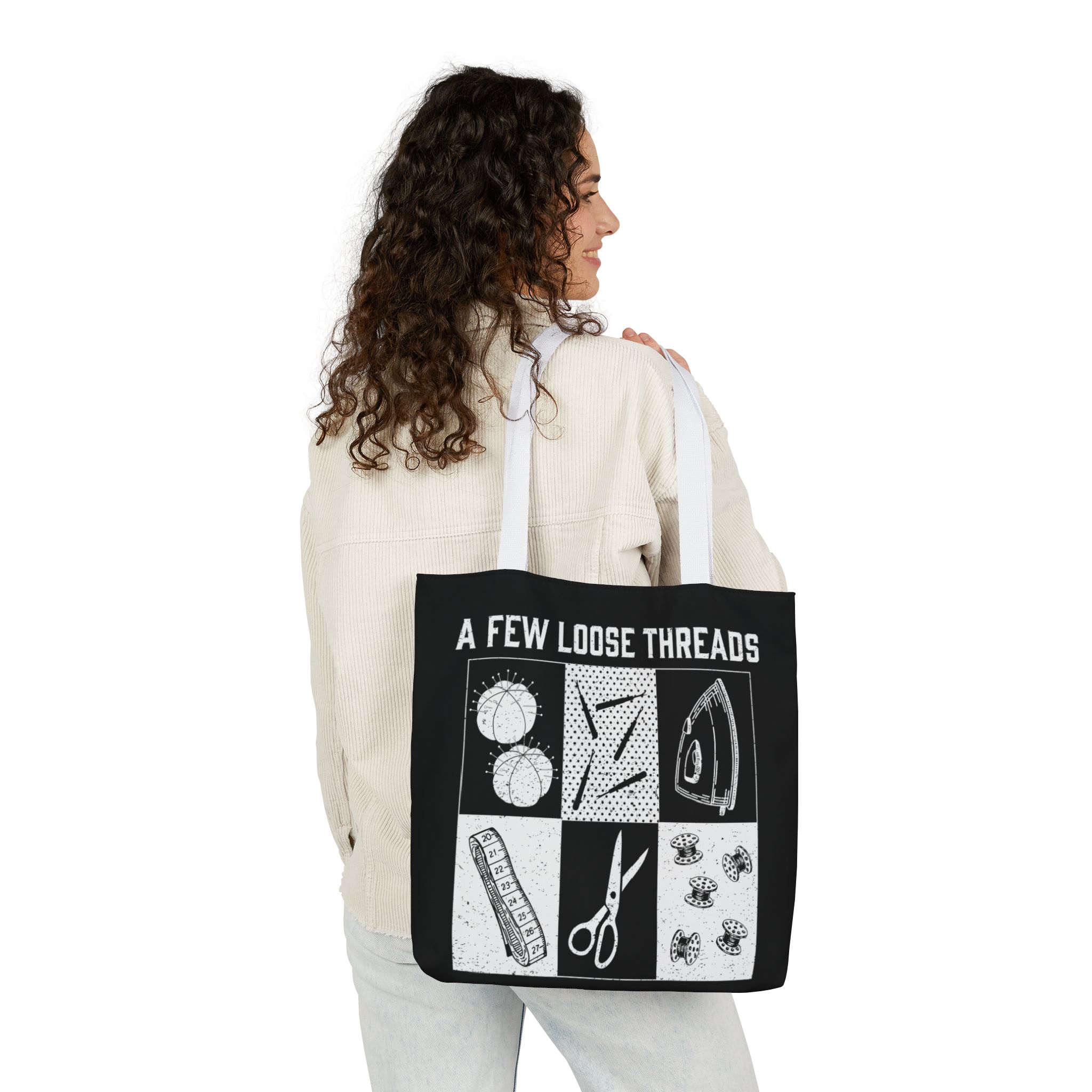 Grunge Sewing Icons Tote - Image 26