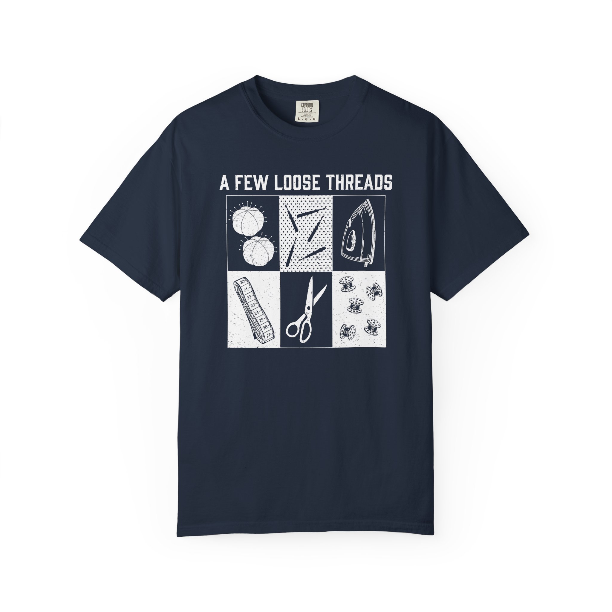 Grunge Sewing Icons T-Shirt - Image 29