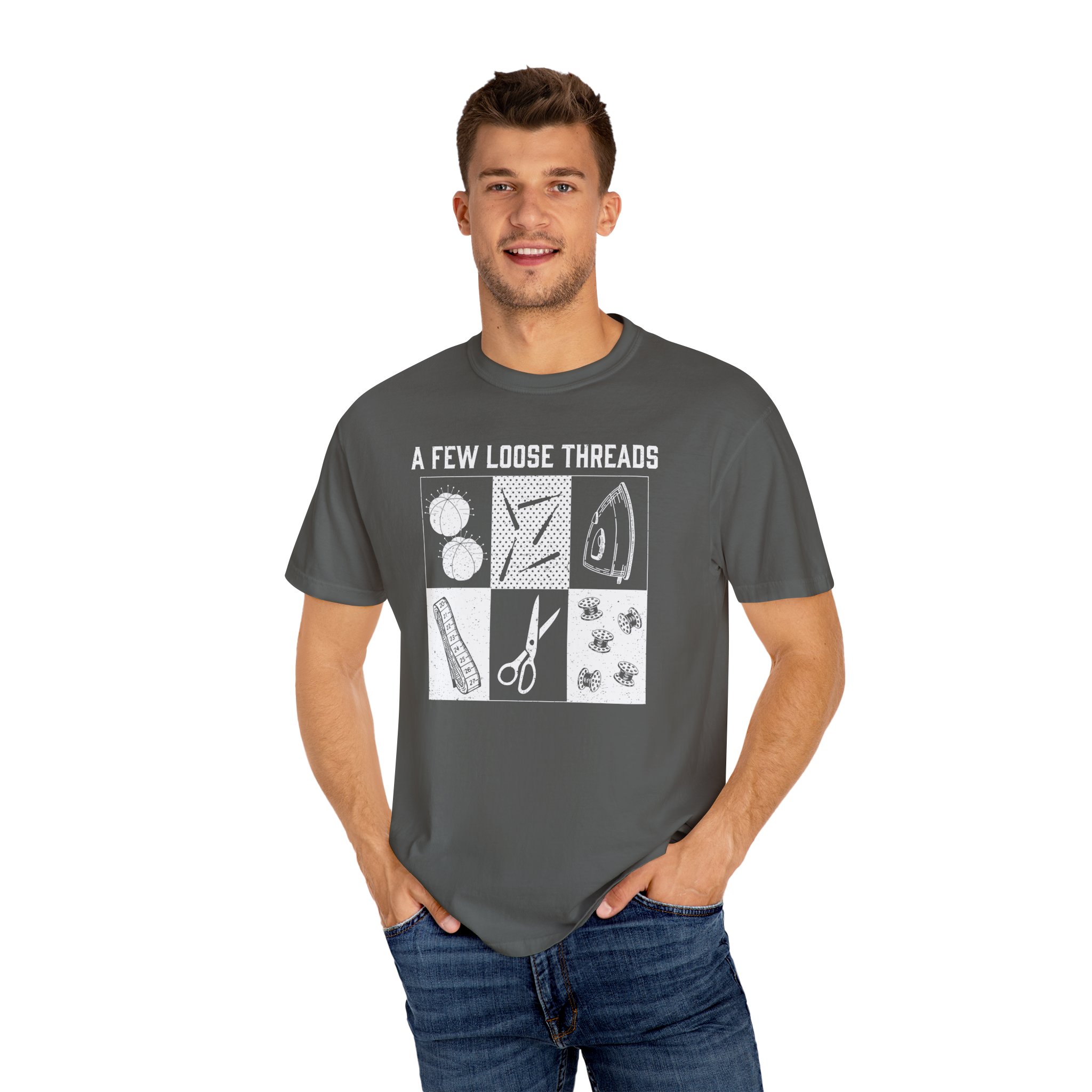 Grunge Sewing Icons T-Shirt - Image 12