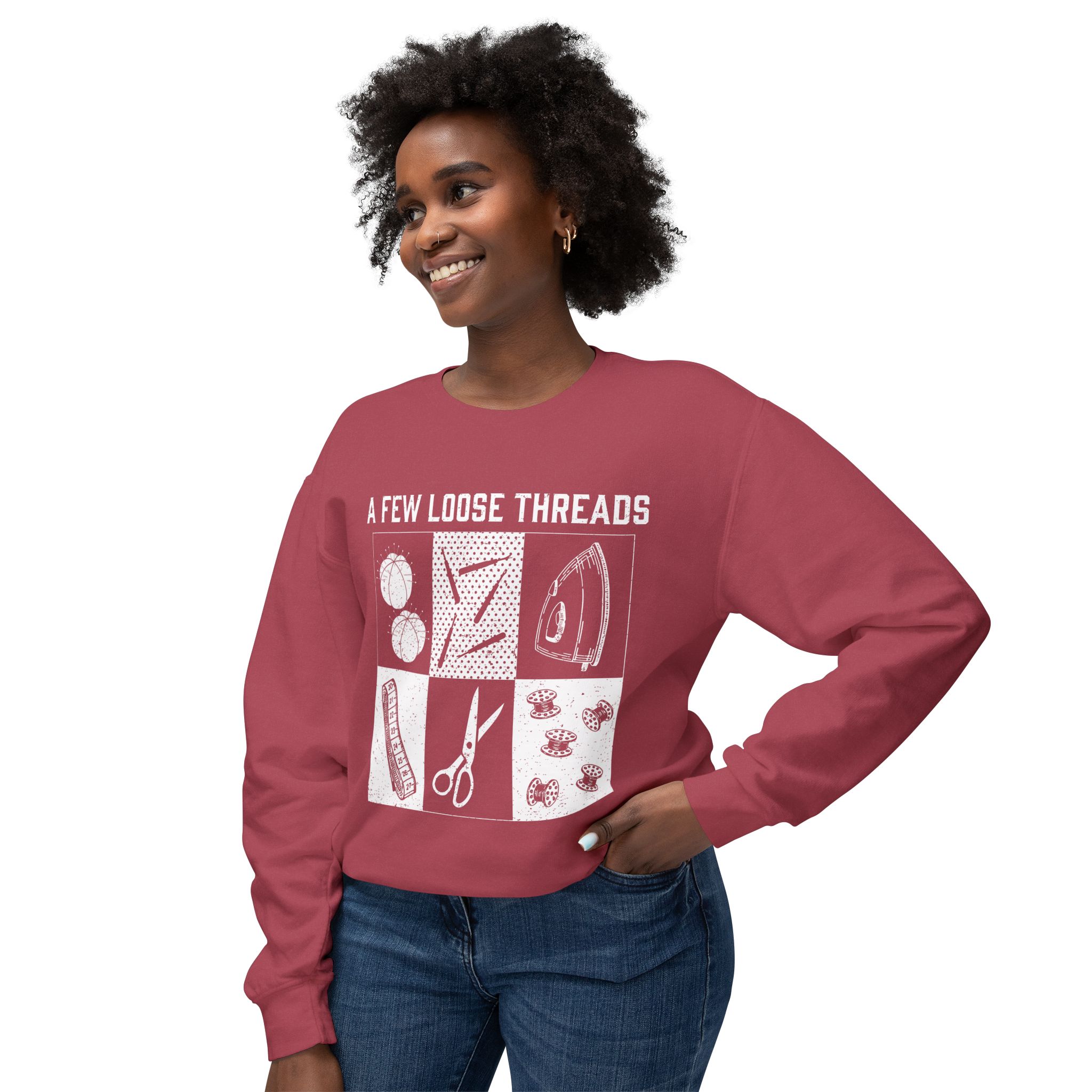 Grunge Sewing Icons Crewneck Sweatshirt - Image 25
