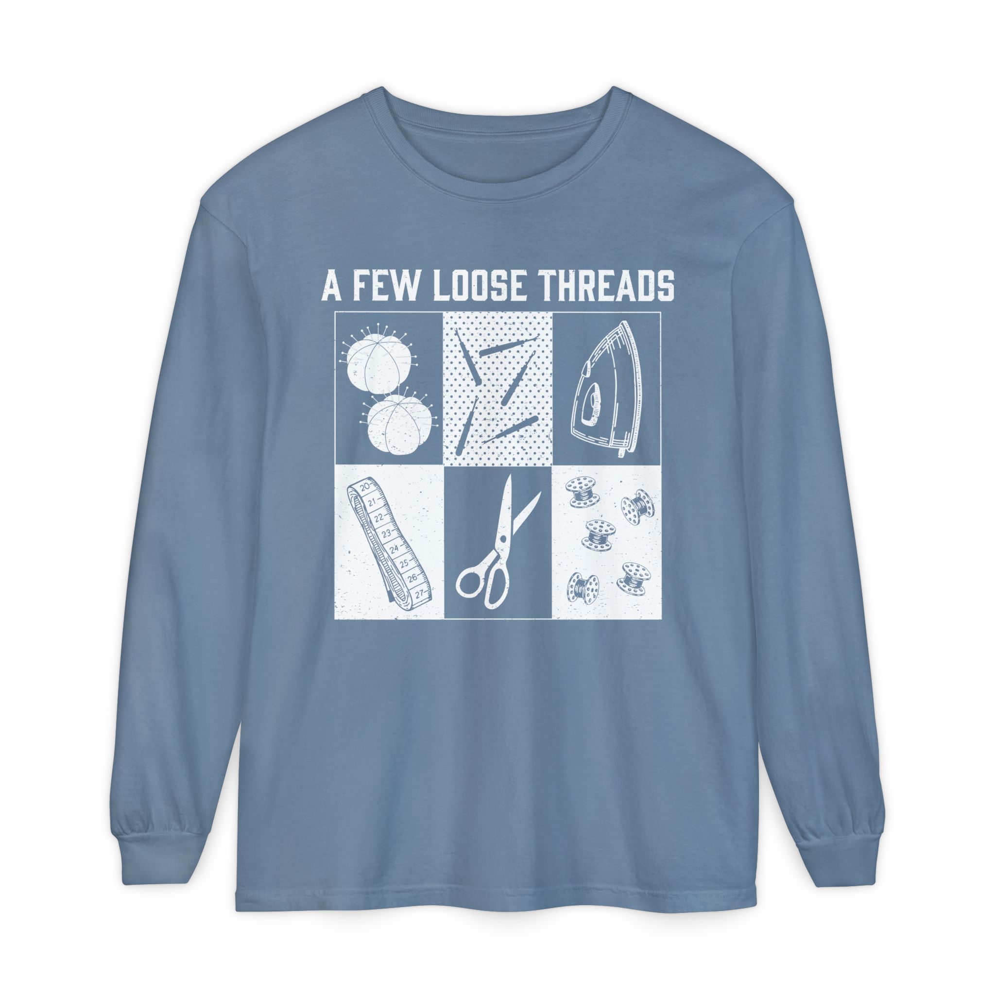 Grunge Sewing Icons Long Sleeve Shirt - Image 26