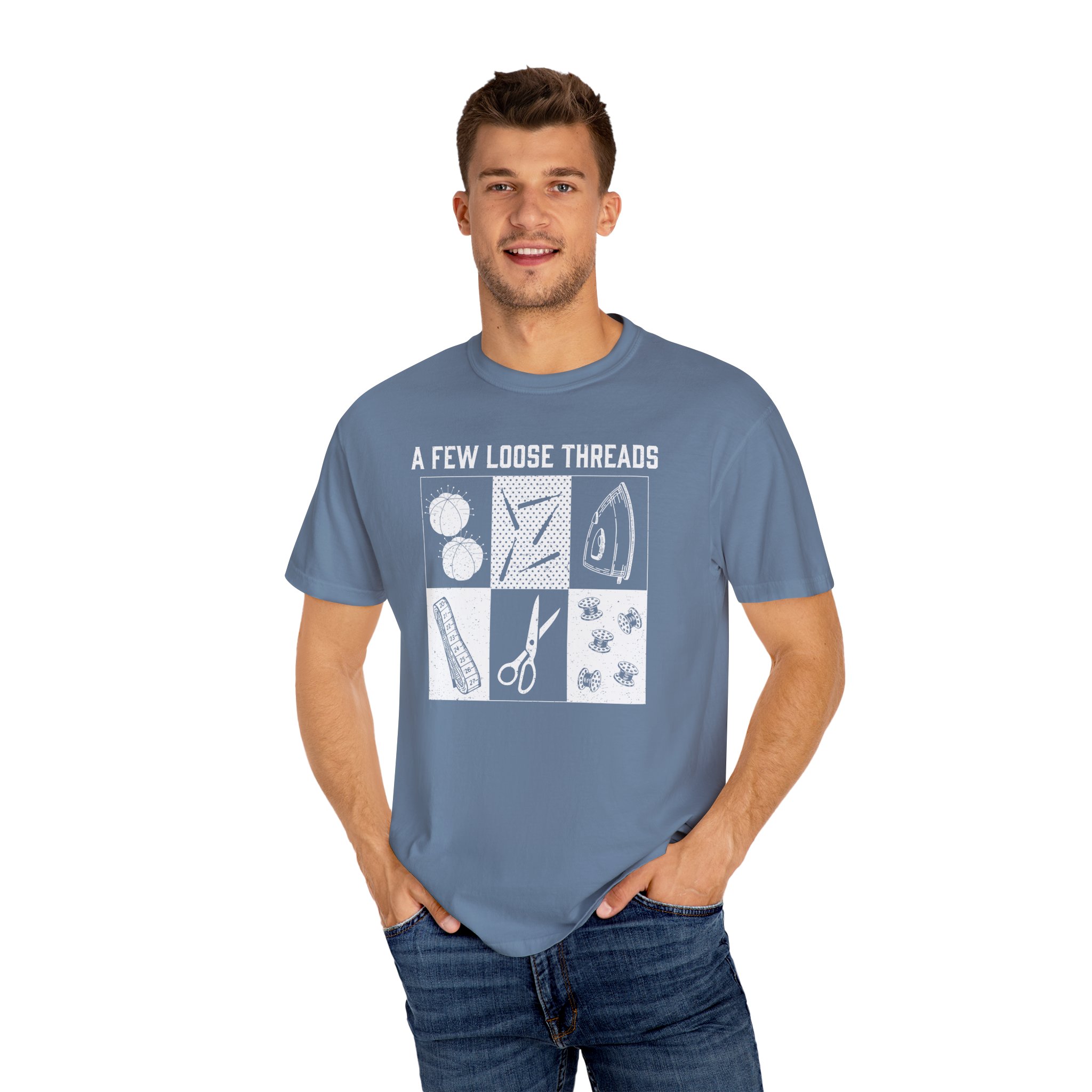 Grunge Sewing Icons T-Shirt - Image 28