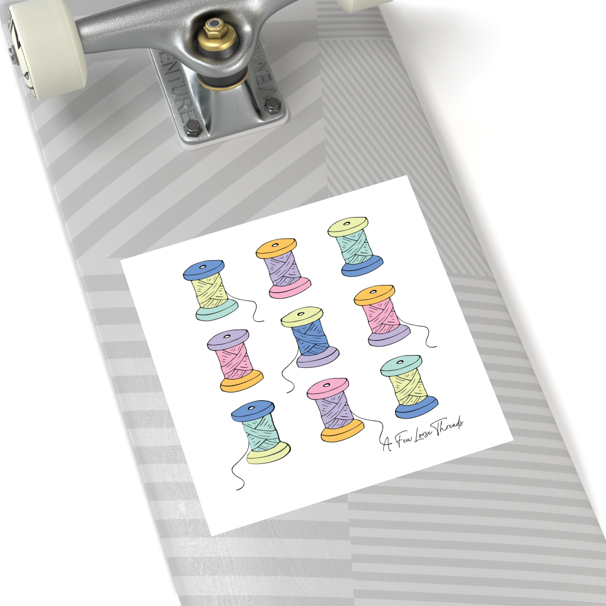 Colorful Spools Square Sticker - Image 10