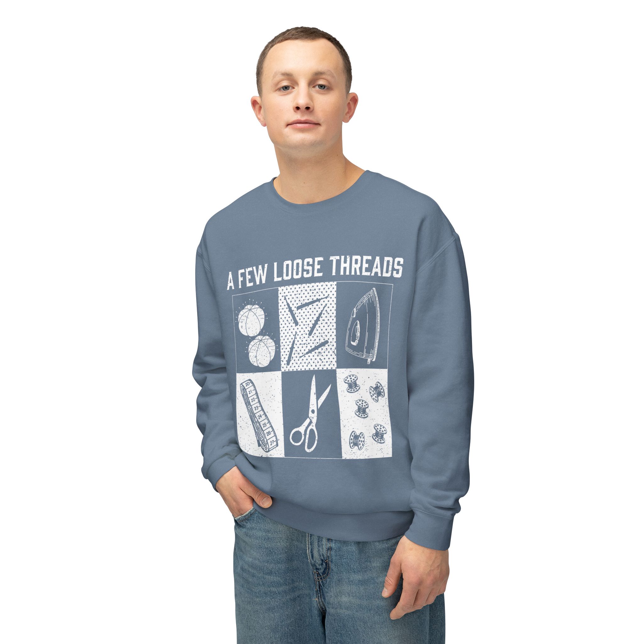 Grunge Sewing Icons Crewneck Sweatshirt - Image 7