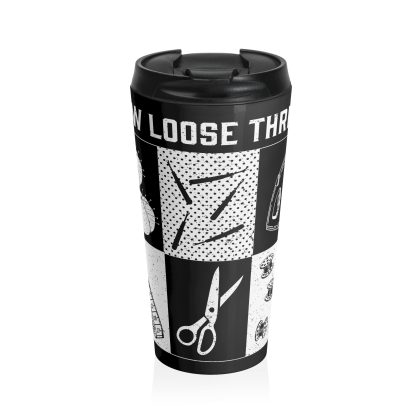 Grunge Sewing Icons Travel Mug