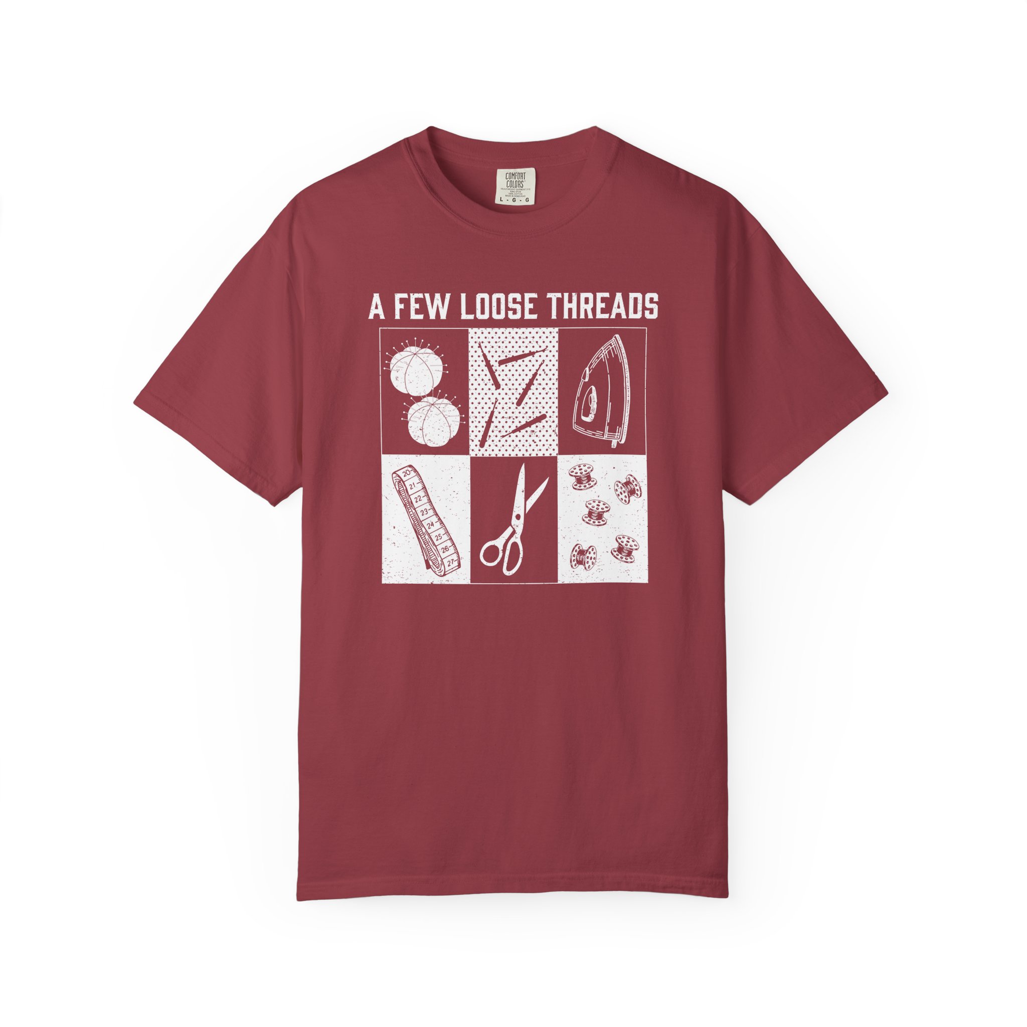 Grunge Sewing Icons T-Shirt - Image 41