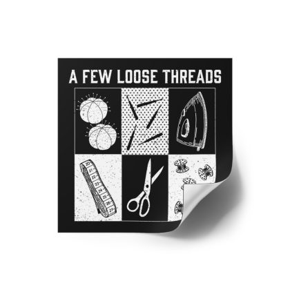 Grunge Sewing Icons Square Sticker