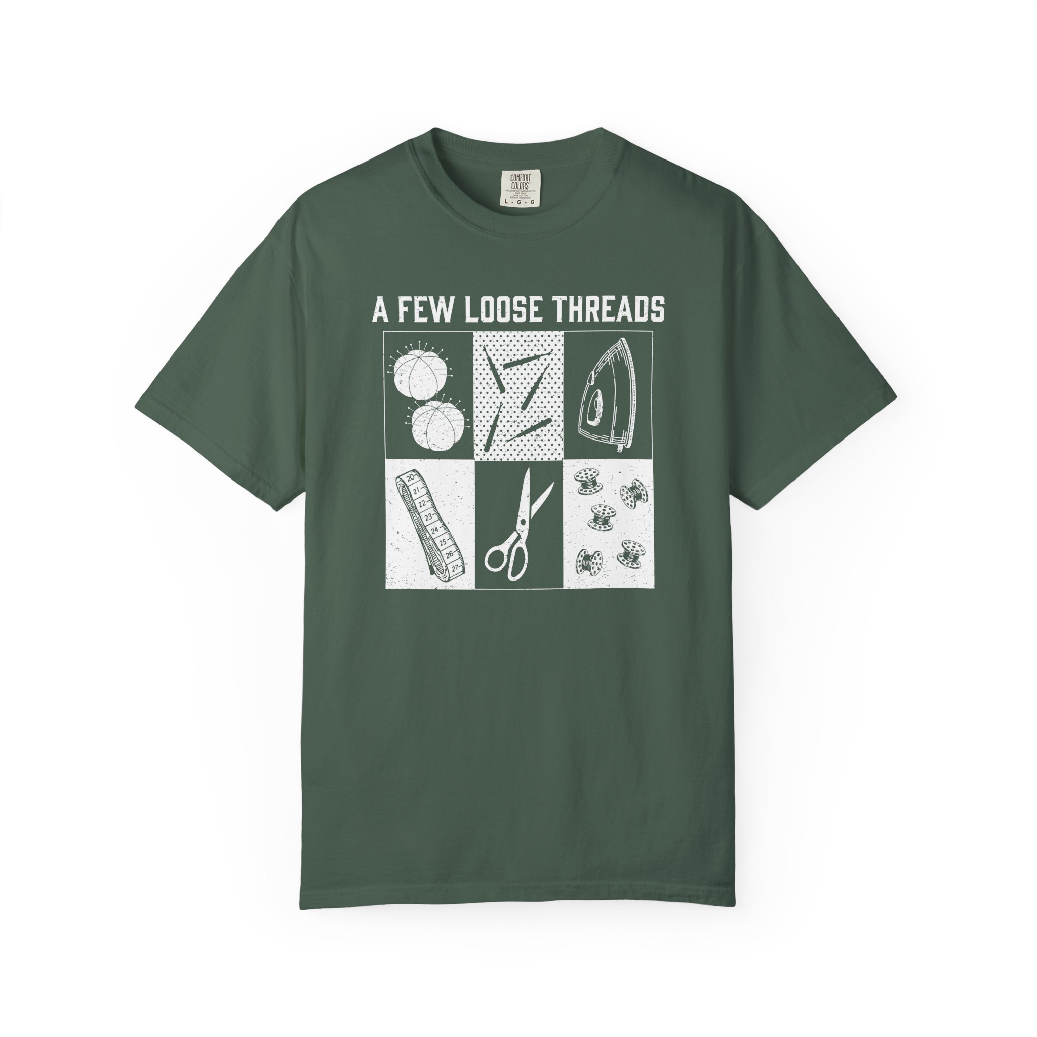 Grunge Sewing Icons T-Shirt - Image 17