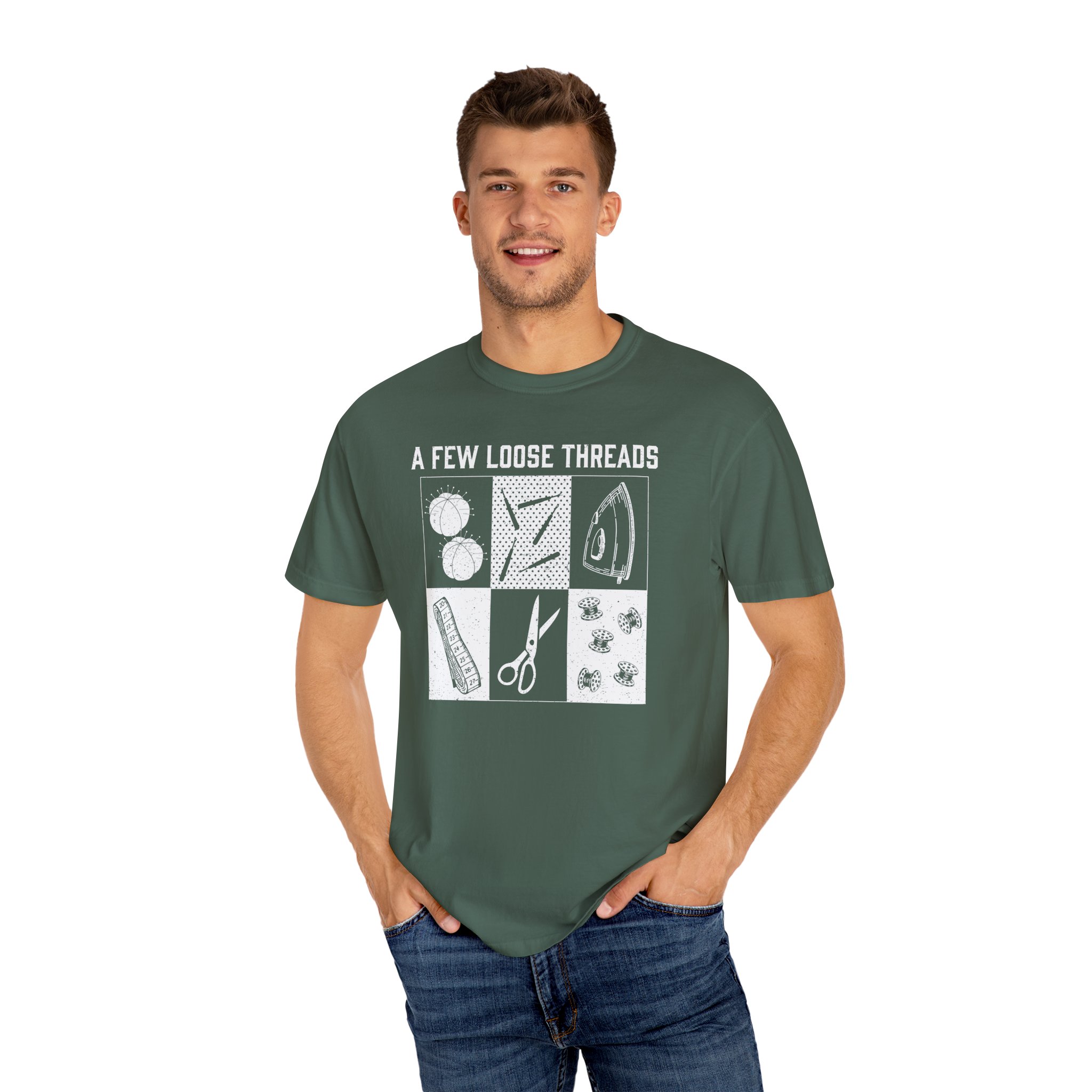 Grunge Sewing Icons T-Shirt - Image 20