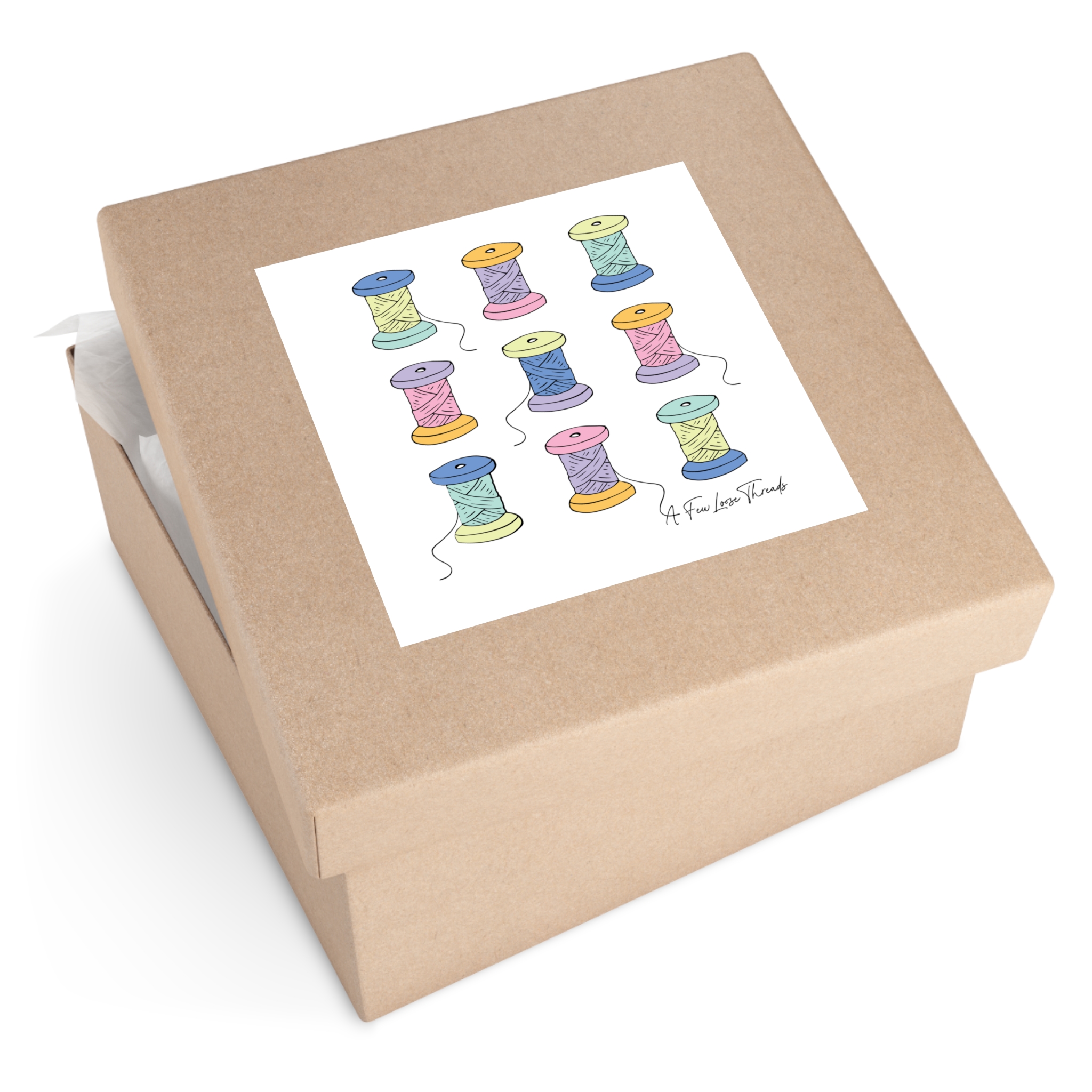 Colorful Spools Square Sticker - Image 11