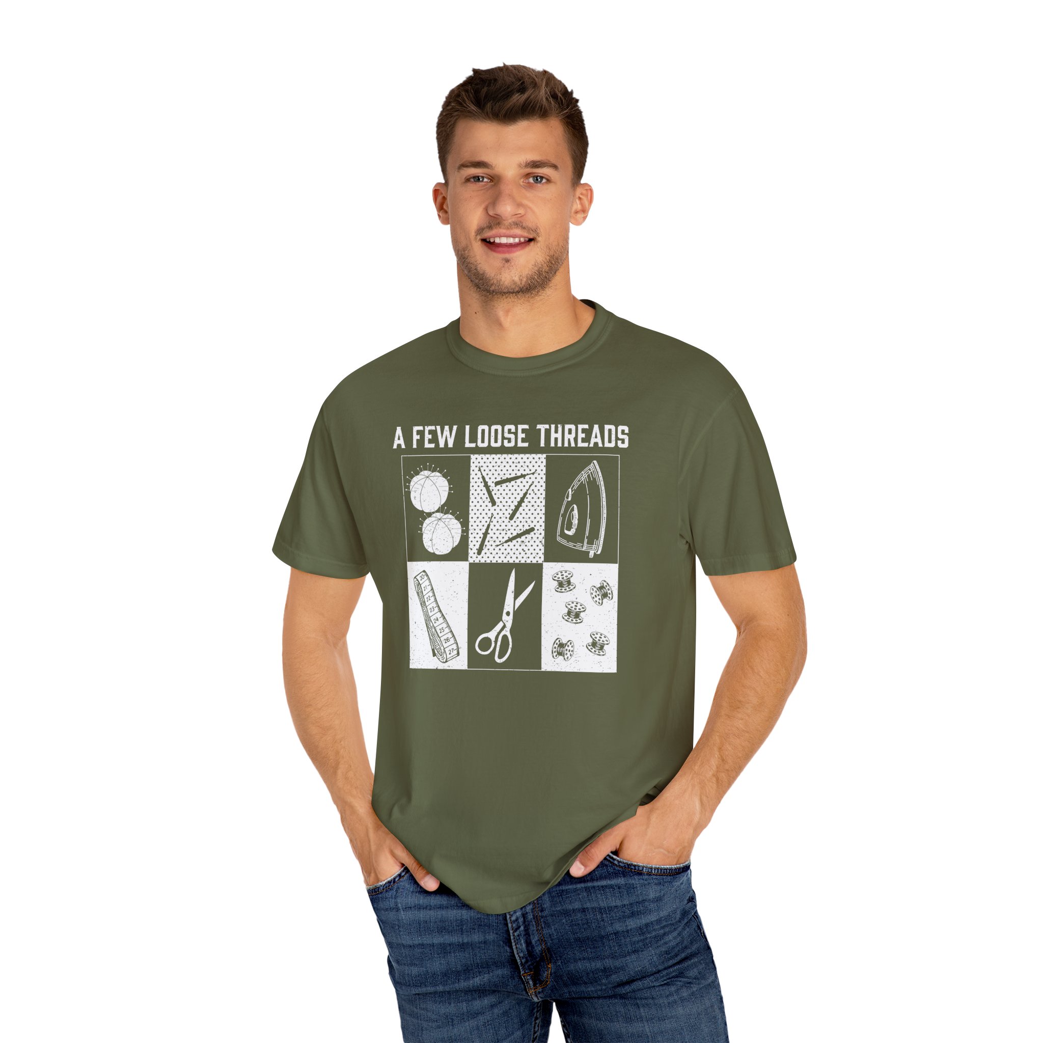 Grunge Sewing Icons T-Shirt - Image 16