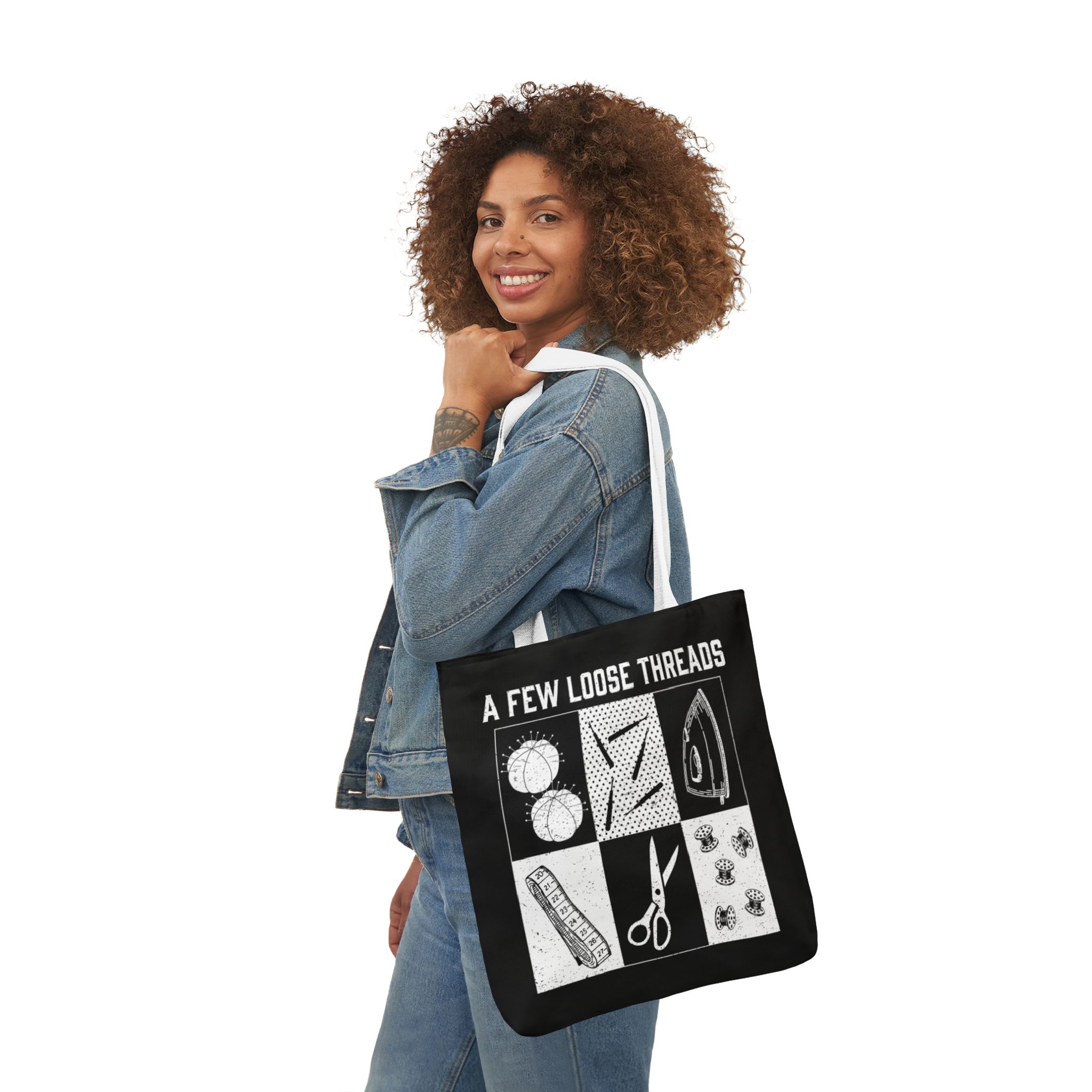 Grunge Sewing Icons Tote - Image 25