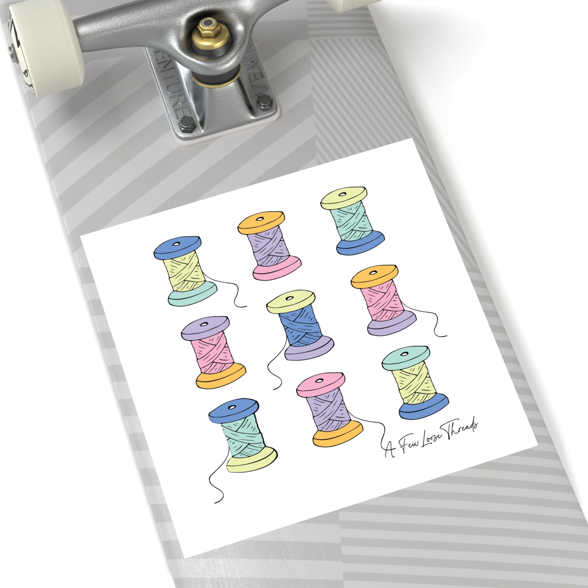 Colorful Spools Square Sticker - Image 12