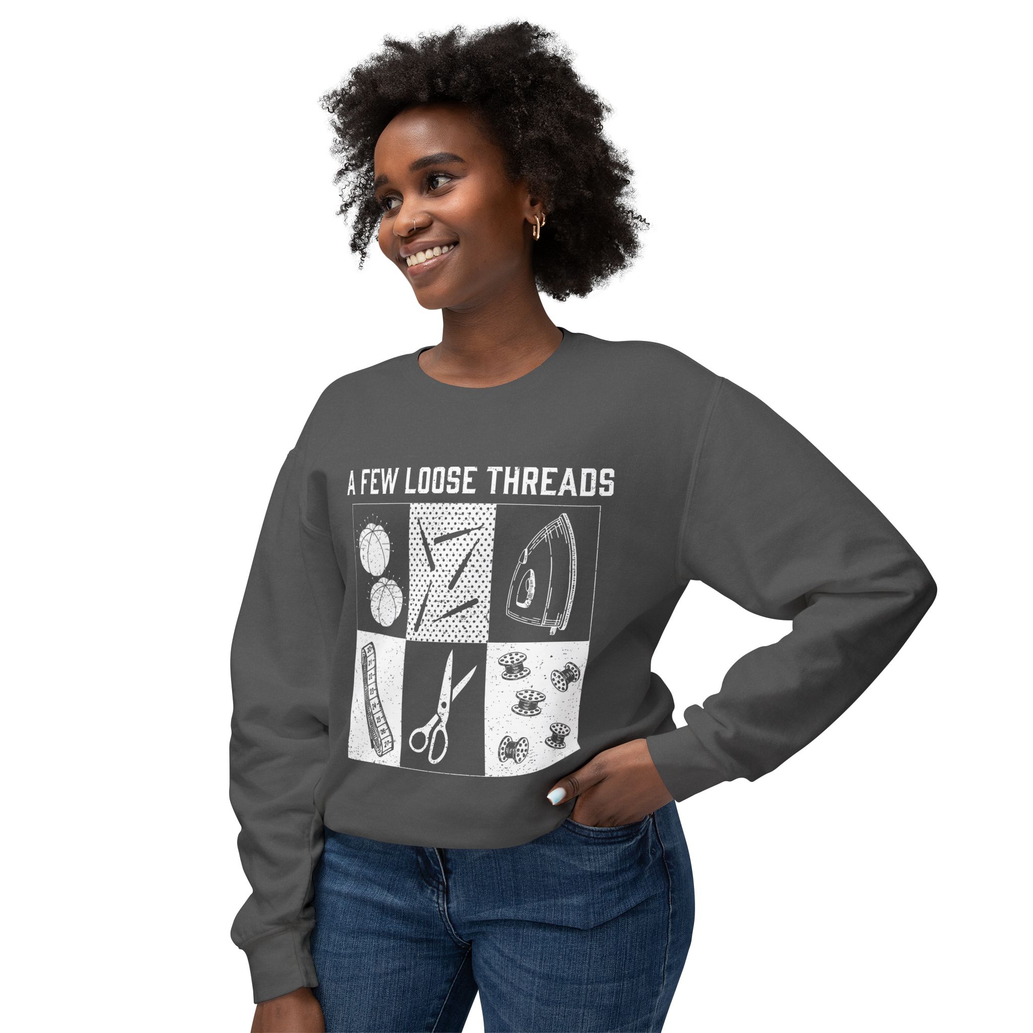 Grunge Sewing Icons Crewneck Sweatshirt - Image 17