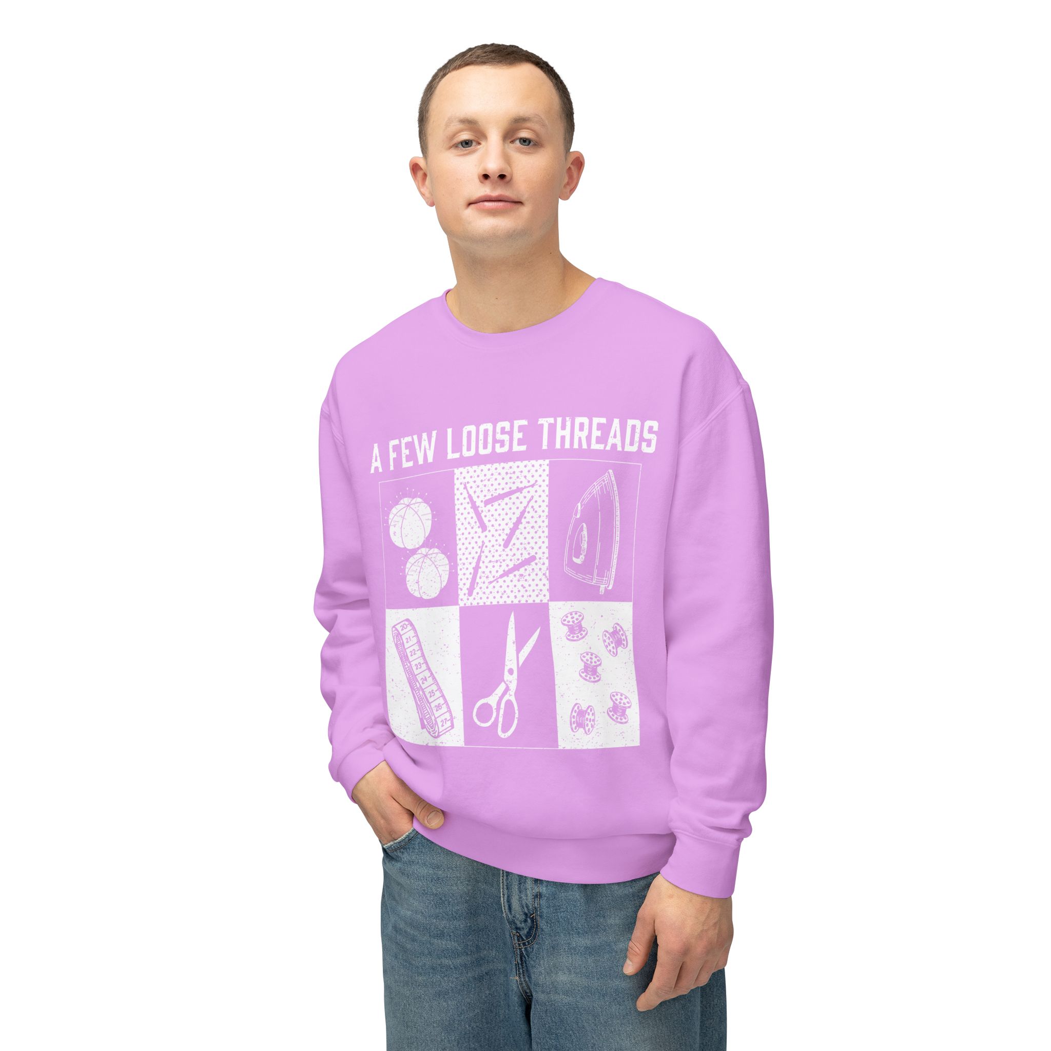 Grunge Sewing Icons Crewneck Sweatshirt - Image 10