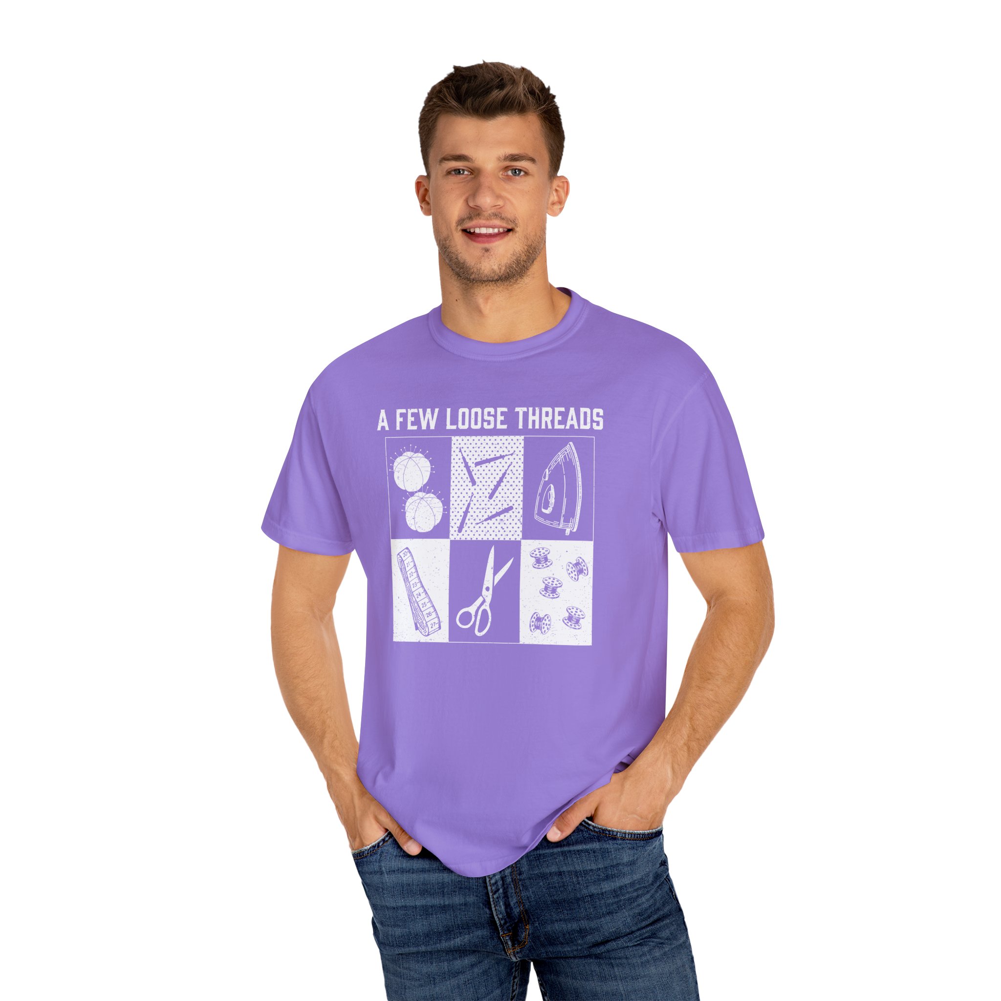 Grunge Sewing Icons T-Shirt - Image 36