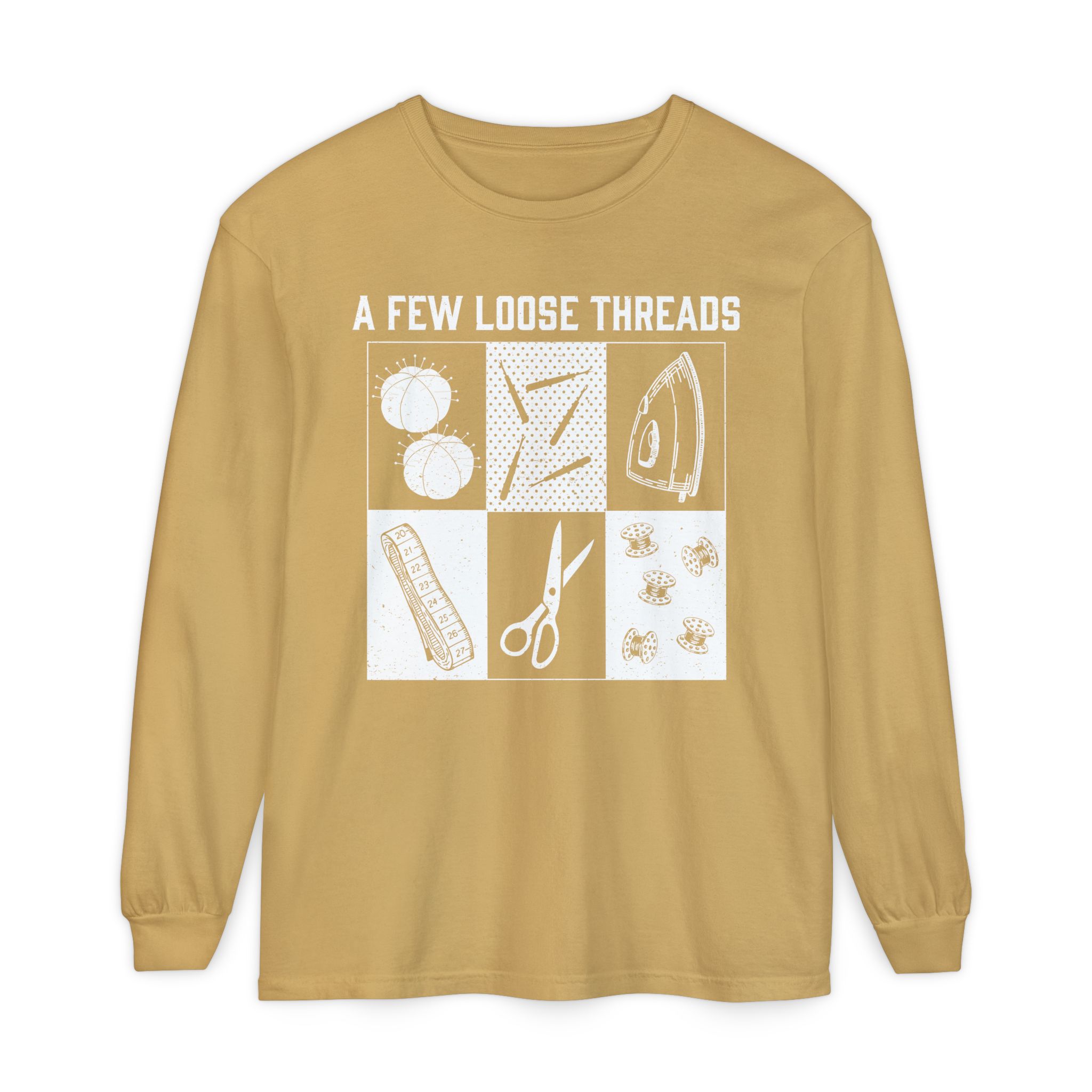 Grunge Sewing Icons Long Sleeve Shirt - Image 14