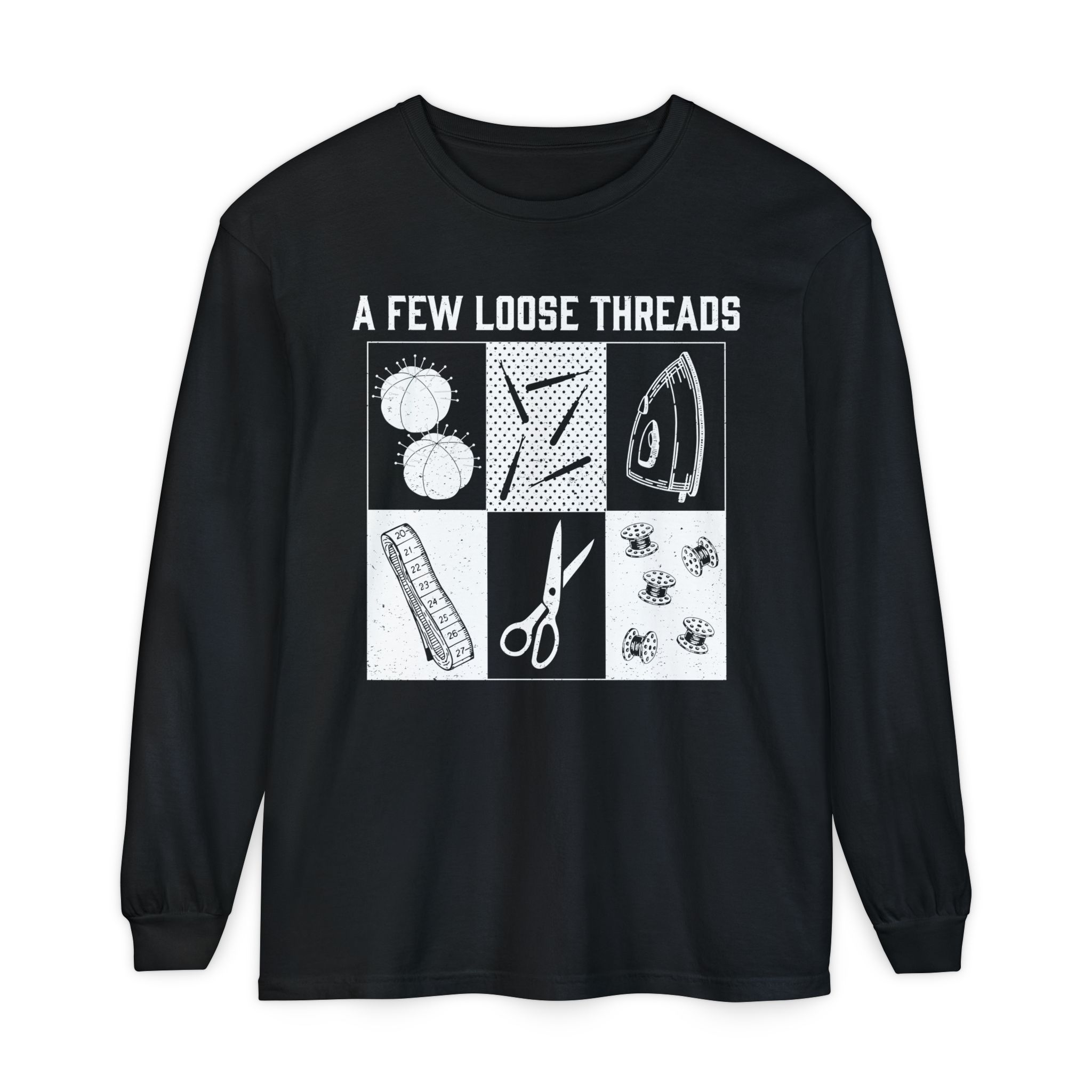 Grunge Sewing Icons Long Sleeve Shirt